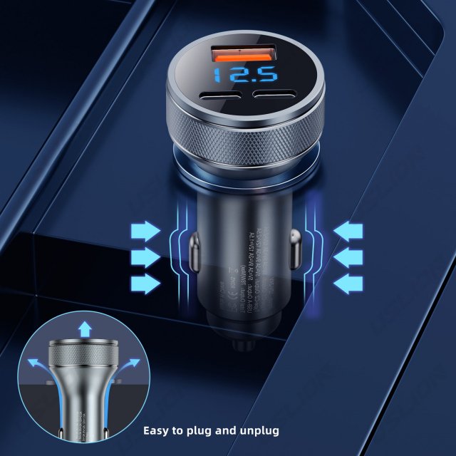 65W QC3.0 USB Car Charger PD Fast Charging Type C Adapter for iPhone, Samsung, Xiaomi - Image 4