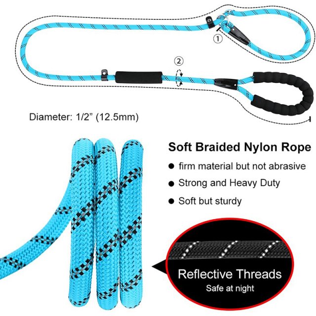 Anti-Choking Reflective Dog Leash with Two Padded Handles for Medium-Large Dogs - Image 4