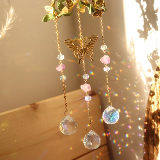 Butterfly Crystal Wind Chime with Vine & Moon - Image 5