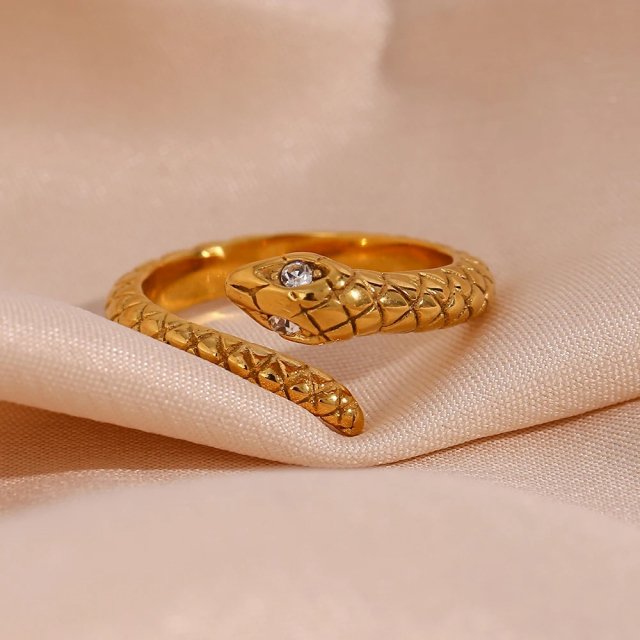 Waterproof Hypoallergenic Crystal Snake Ring