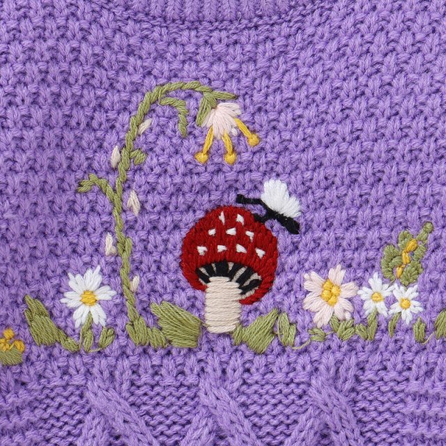 Autumn Baby Knit Romper with Mushroom Embroidery - Image 5