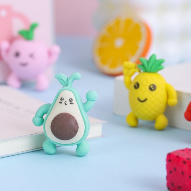 4 Piece Cute Fruit Rubber Eraser Set - Image 3