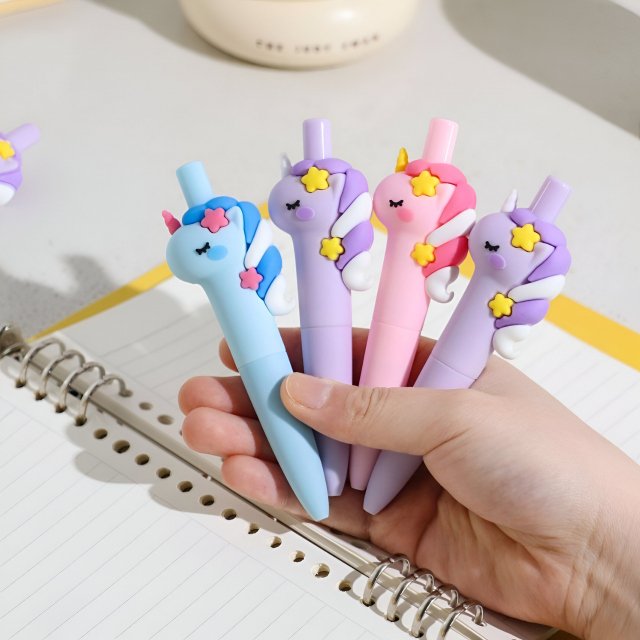 Kawaii Unicorn Gel Pens - Cute Aesthetic Stationery Mini Pocket Pens for Office & School