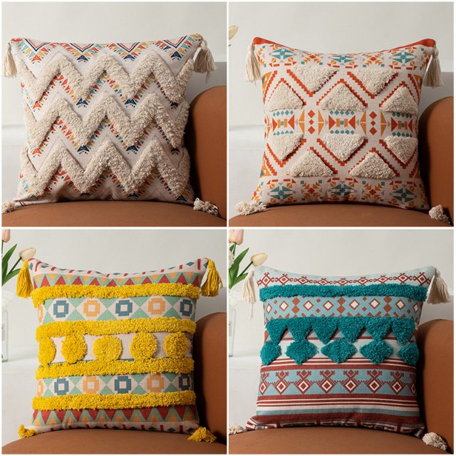 Bohemian Fringe Pillow Covers – 18x18 Luxury Embroidered Cushion Covers - Image 4