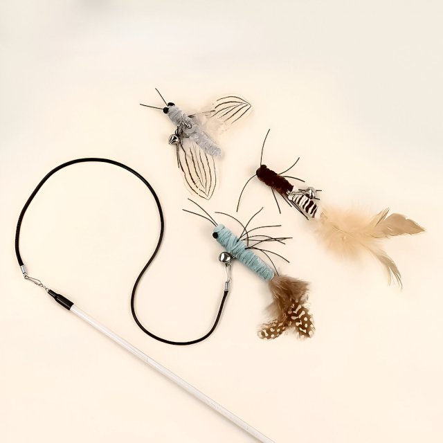 Interactive Feather Cat Teaser Toy with Bell and Wire Stick