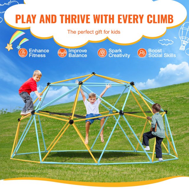 10FT Geometric Dome Climber with Swing & Hammock - Image 3