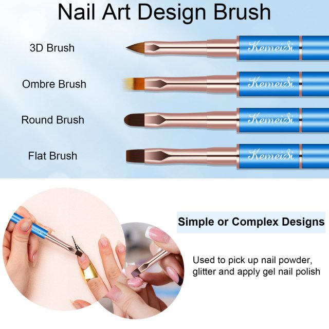 9pcs Acrylic Nail Brush Set with Wooden Handle for Gel and Manicure Art - Image 5