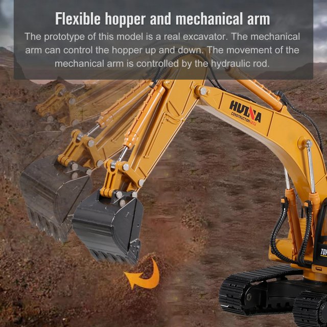 1/40 Large Metal Alloy Excavator Toy Model - Image 4