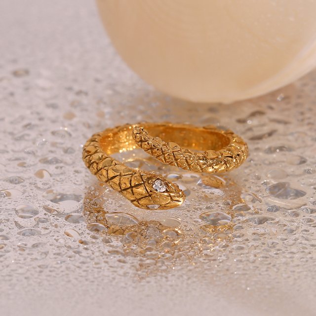 Waterproof Hypoallergenic Crystal Snake Ring - Image 3