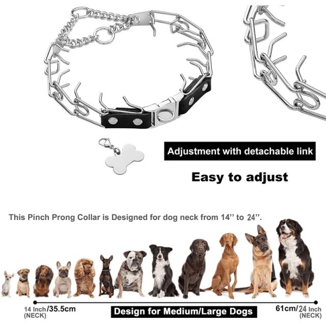 Adjustable Stainless Steel Prong Dog Training Collar with Quick Release Buckle - Image 6