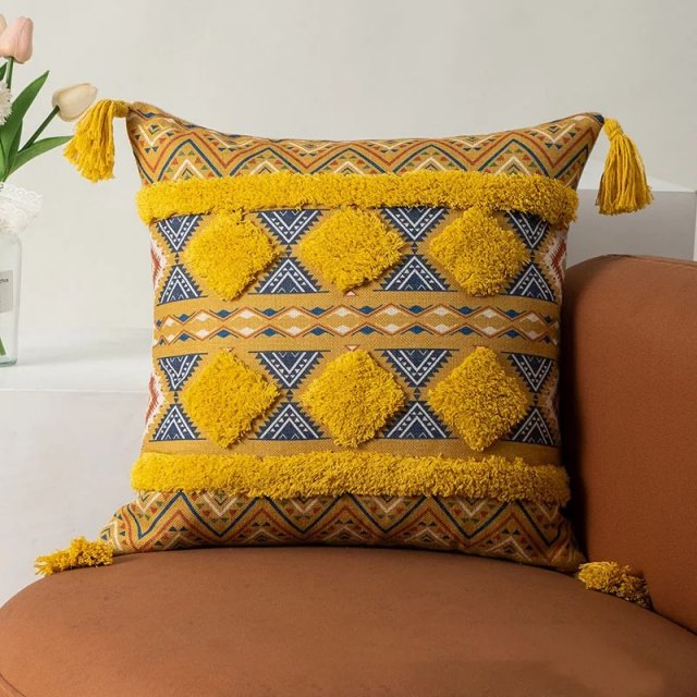 Bohemian Fringe Pillow Covers – 18x18 Luxury Embroidered Cushion Covers - Image 5