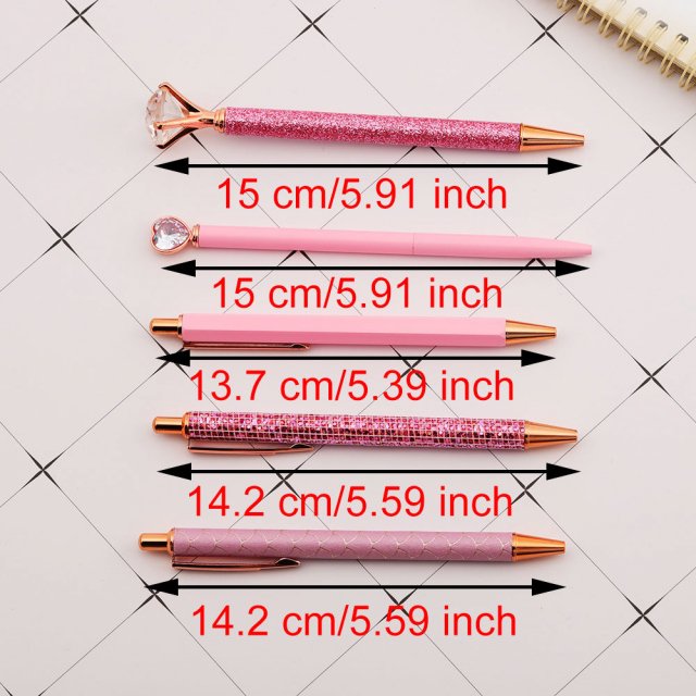 Luxury Pink Rhinestone Ballpoint Pen Set - Image 7