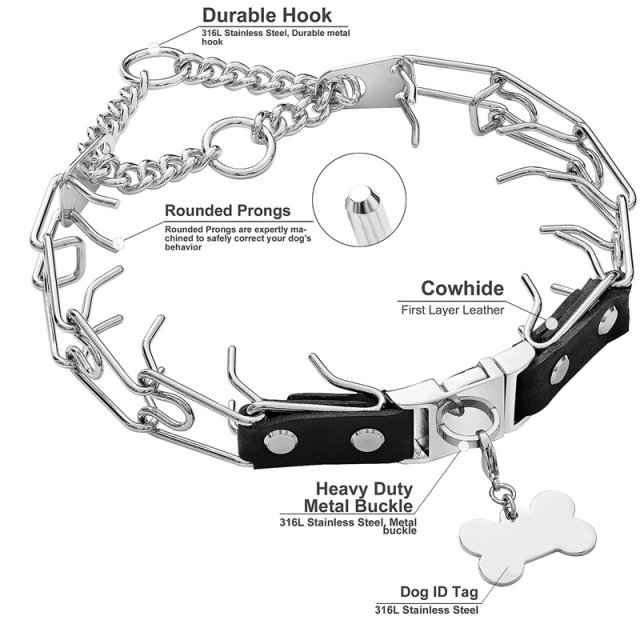 Adjustable Stainless Steel Prong Dog Training Collar with Quick Release Buckle - Image 3