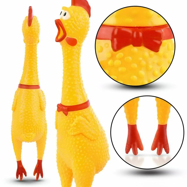 Rubber Screaming Chicken Squeaky Toy - Image 3