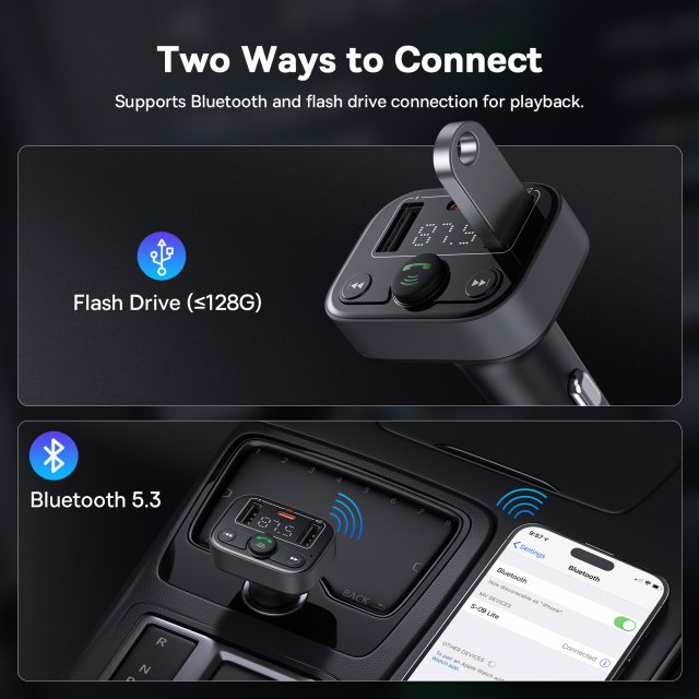 Bluetooth 5.3 FM Transmitter with Hands-Free Calling - Image 3