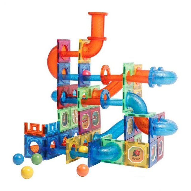 171PCS Magnetic Building Blocks Marble Run Race Track Set for Kids