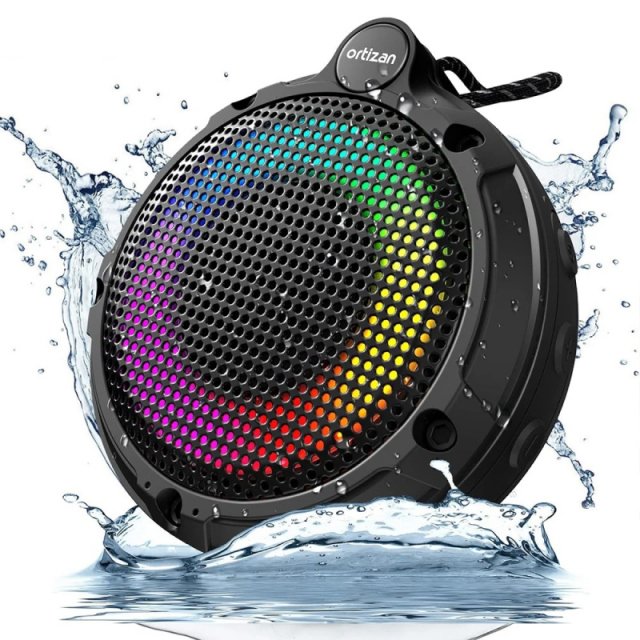 Waterproof Portable Bluetooth Speaker with RGB Light, FM Radio & TWS Pairing