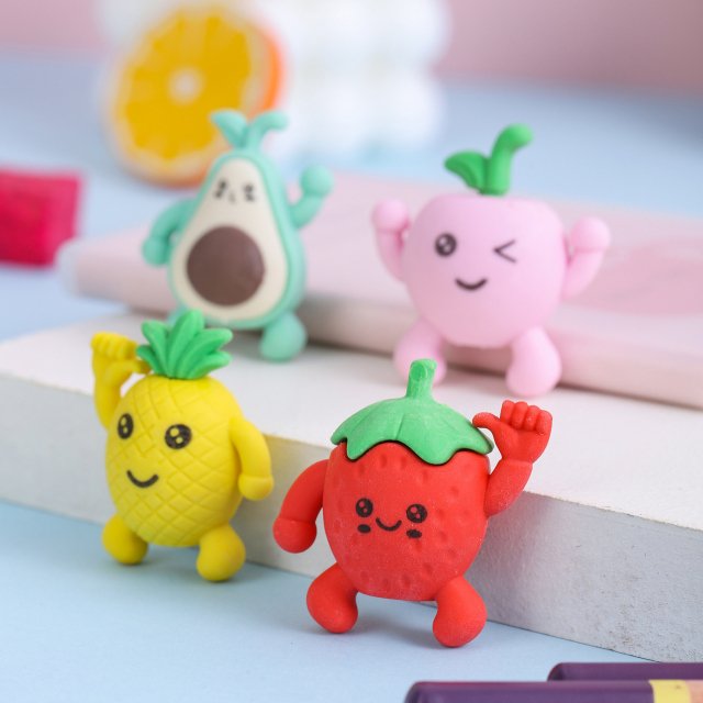 4 Piece Cute Fruit Rubber Eraser Set - Image 4