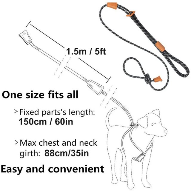 Durable Reflective Slip Dog Harness and Leash Set - Image 7