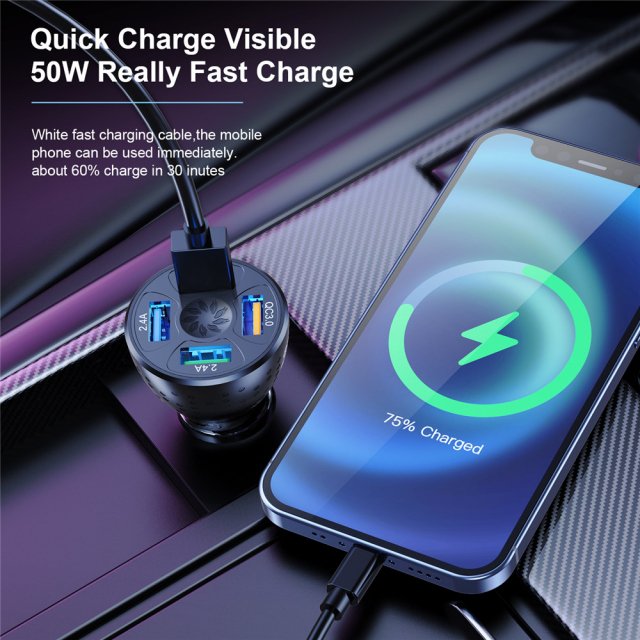 50W 4-Port Fast USB Car Charger - Image 3