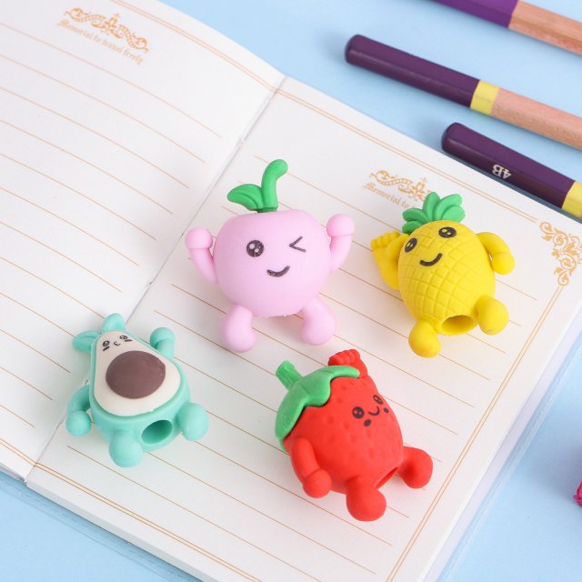 4 Piece Cute Fruit Rubber Eraser Set