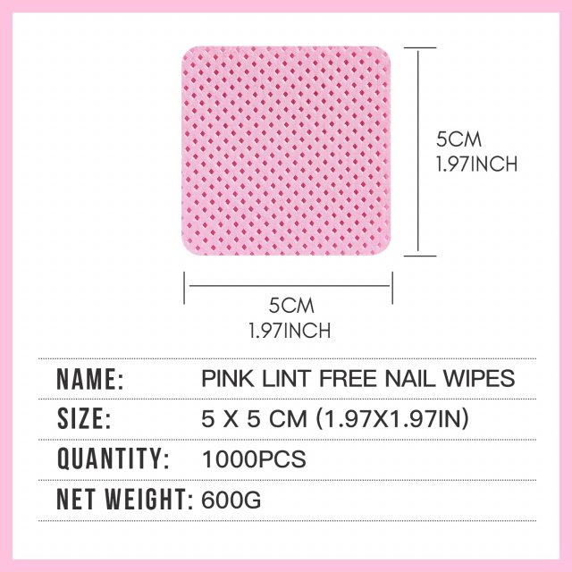 Pink Lint-Free Nail Wipes - 1000pcs Super Absorbent Gel Pads for Nail & Lash Care - Image 7