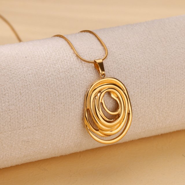 Infinity Oval Pendant Necklace - Simple Gold Charm Choker for Women - Image 6