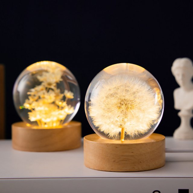 3D Crystal Ball Night Light with Flower - Image 5