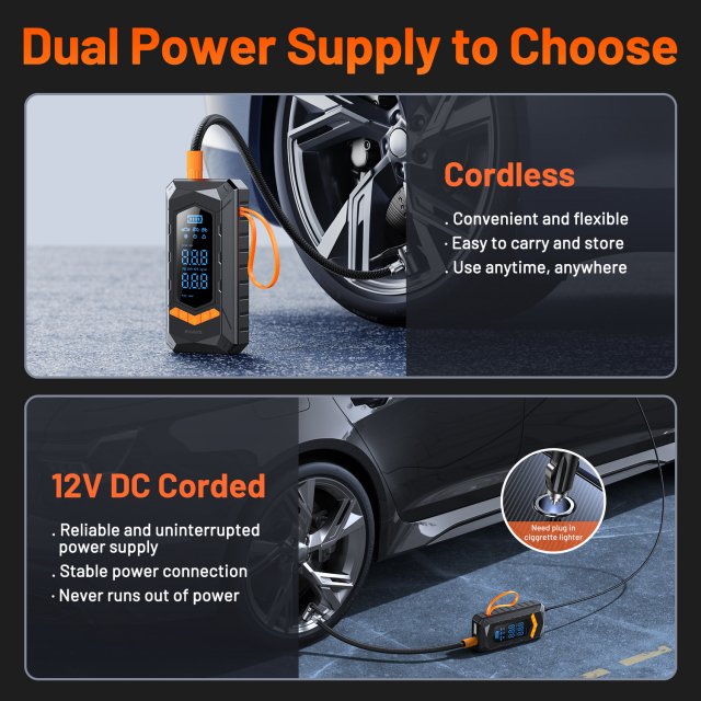 Portable Wired/Wireless Air Pump Car Tire Inflator – 12V with 3M Power Cord - Image 5