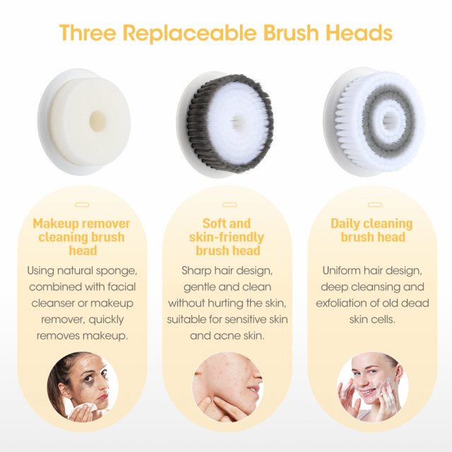 3-in-1 Electric Facial Cleansing Brush – Rotating Waterproof Skin Care Tool - Image 3