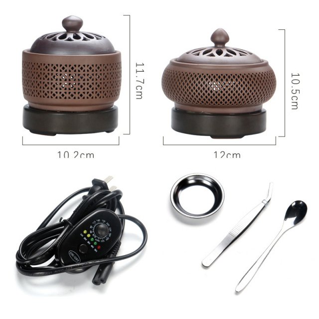 Elegant Sandalwood Electronic Incense Burner with Night Light & Tea Warmer - Image 6