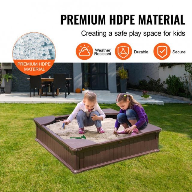 Outdoor Kids Sandbox with Cover and Seats - Image 6