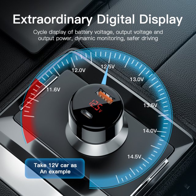 65W USB-C Car Charger with QC3.0 and PD3.0 Fast Charging - Image 4