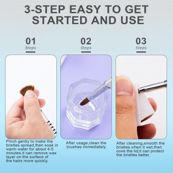 3pcs Kolinsky Acrylic Nail Brush Set