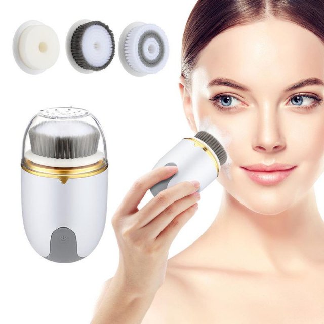 3-in-1 Electric Facial Cleansing Brush – Rotating Waterproof Skin Care Tool