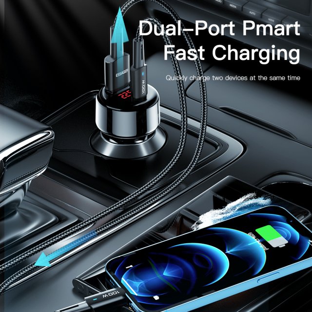 65W USB-C Car Charger with QC3.0 and PD3.0 Fast Charging - Image 3