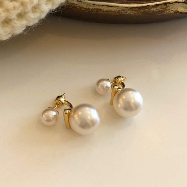 Elegant Double Pearl Drop Earrings – Timeless Sophistication - Image 4