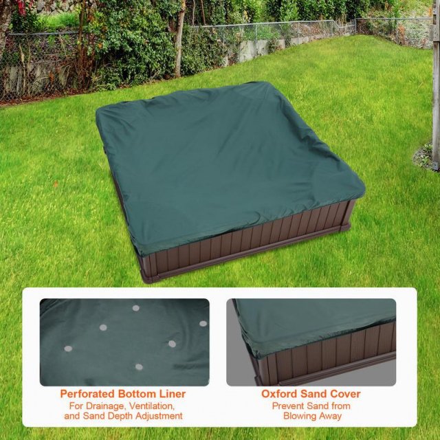 Outdoor Kids Sandbox with Cover and Seats - Image 5