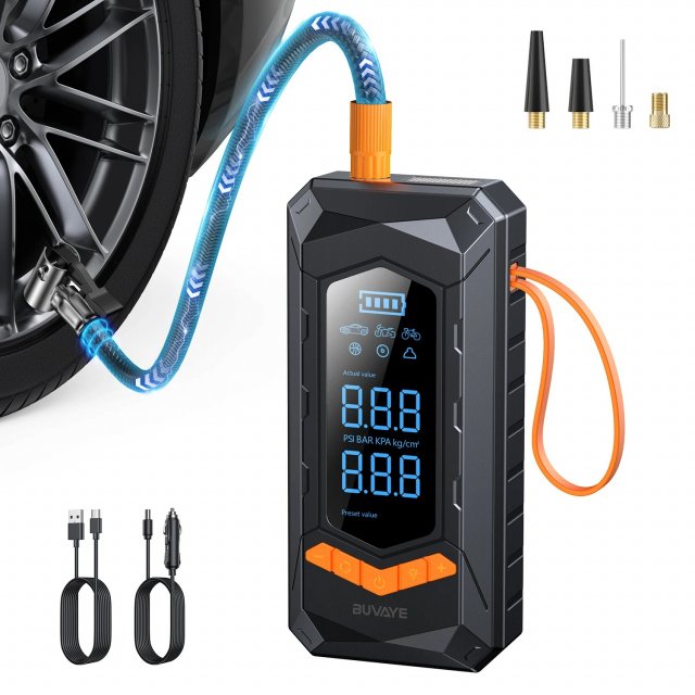 Portable Wired/Wireless Air Pump Car Tire Inflator – 12V with 3M Power Cord