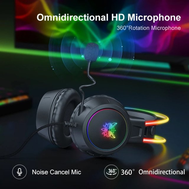 RGB Light Gaming Headset with 7.1 Surround Sound & Noise Cancelling Mic - Image 3