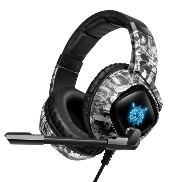 Wired Gaming Headset with LED Light and Noise Canceling Mic