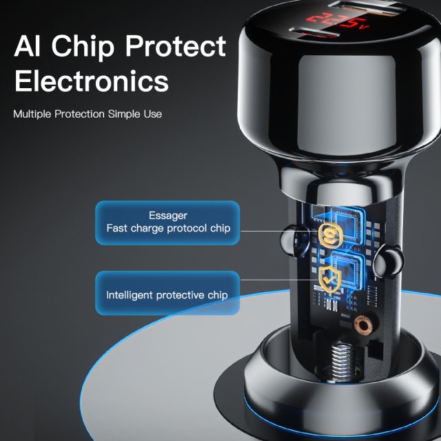 65W USB-C Car Charger with QC3.0 and PD3.0 Fast Charging - Image 6