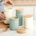Ceramic Food Storage Jar with Bamboo Lid