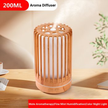 Alternative view of 200ml Wood Grain Essential Oil Diffuser with Remote Control, USB Humidifier & LED Light