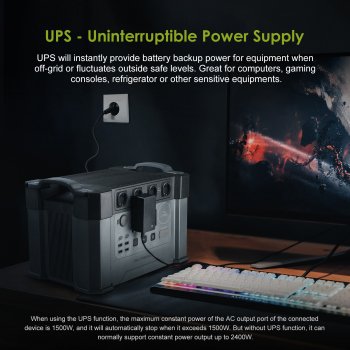 Alternative view of 1500Wh Portable Power Station, 2000W Solar Generator with UPS Function for Home Backup