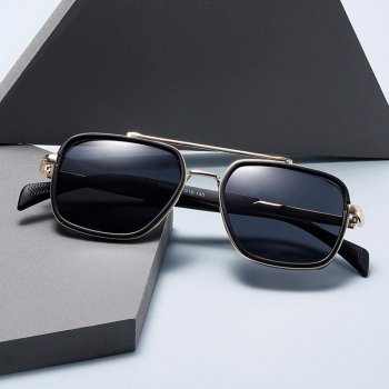 Double Bridge Square Sunglasses with Gradient Lenses for Men & Women - UV400 Protection