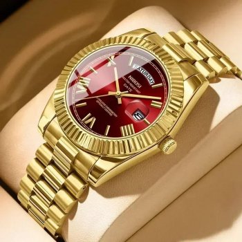 Luxury Men’s Waterproof Quartz Watch with Week & Date Display, Stainless Steel