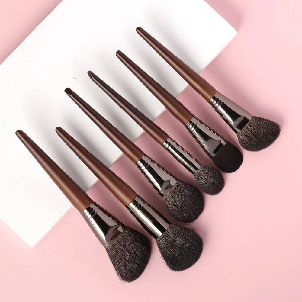 6-Piece Soft Goat Hair and Synthetic Makeup Brush Set