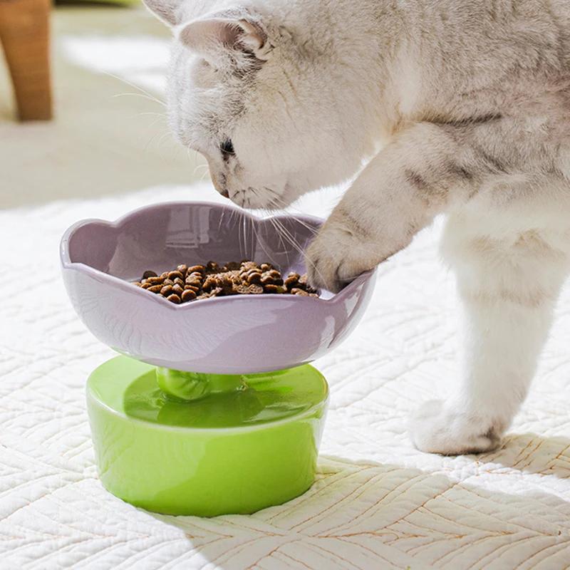 Flower-Shaped Ceramic Pet Bowl for Cats & Dogs