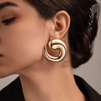 Geometric Snail Stud Earrings - Punk Grunge Steampunk Fashion Jewelry